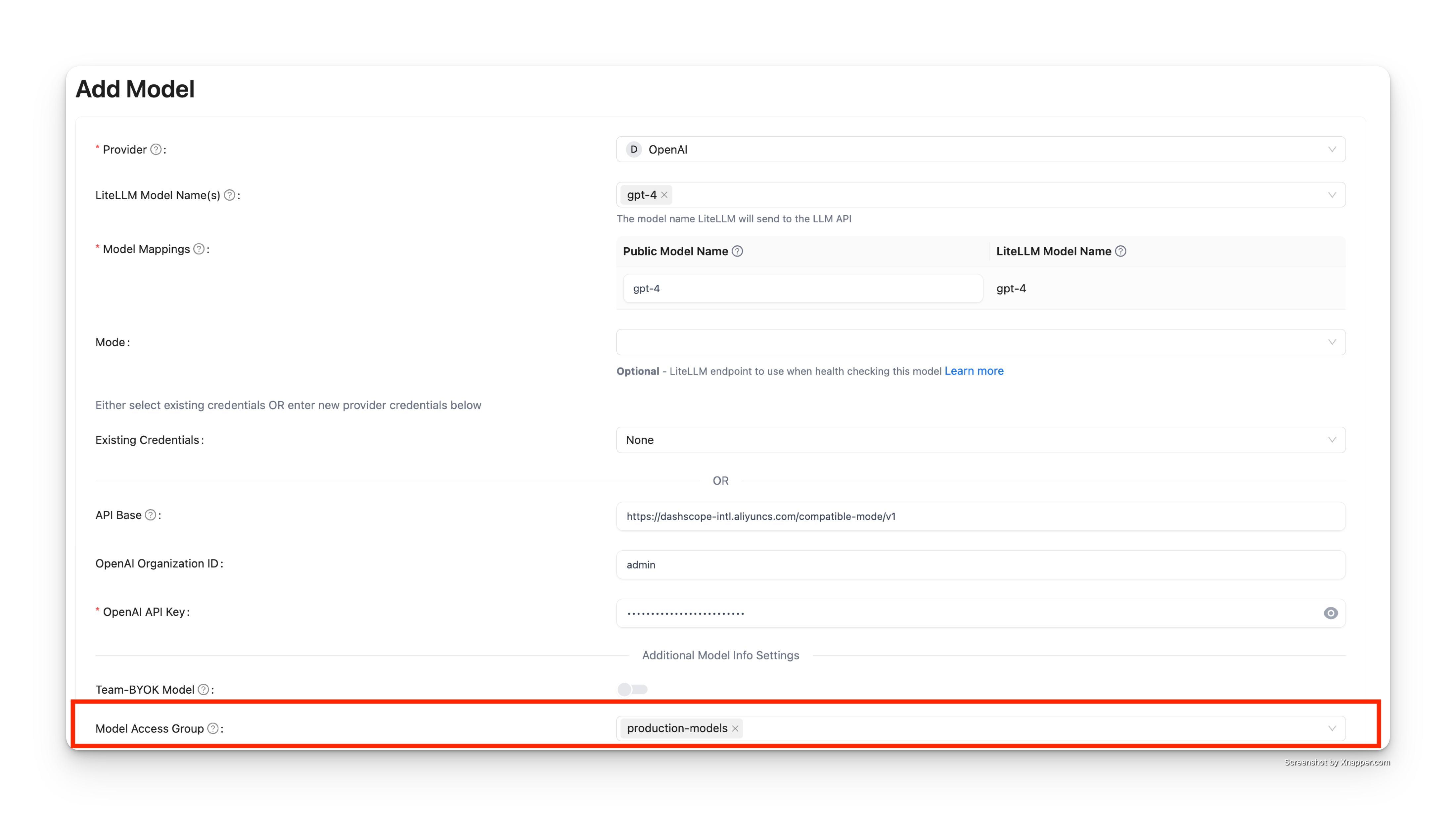Add Model with Access Group
